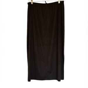J. Jill Black Washable Microsuede Lightweight Midi Skirt Size Large Petite NEW